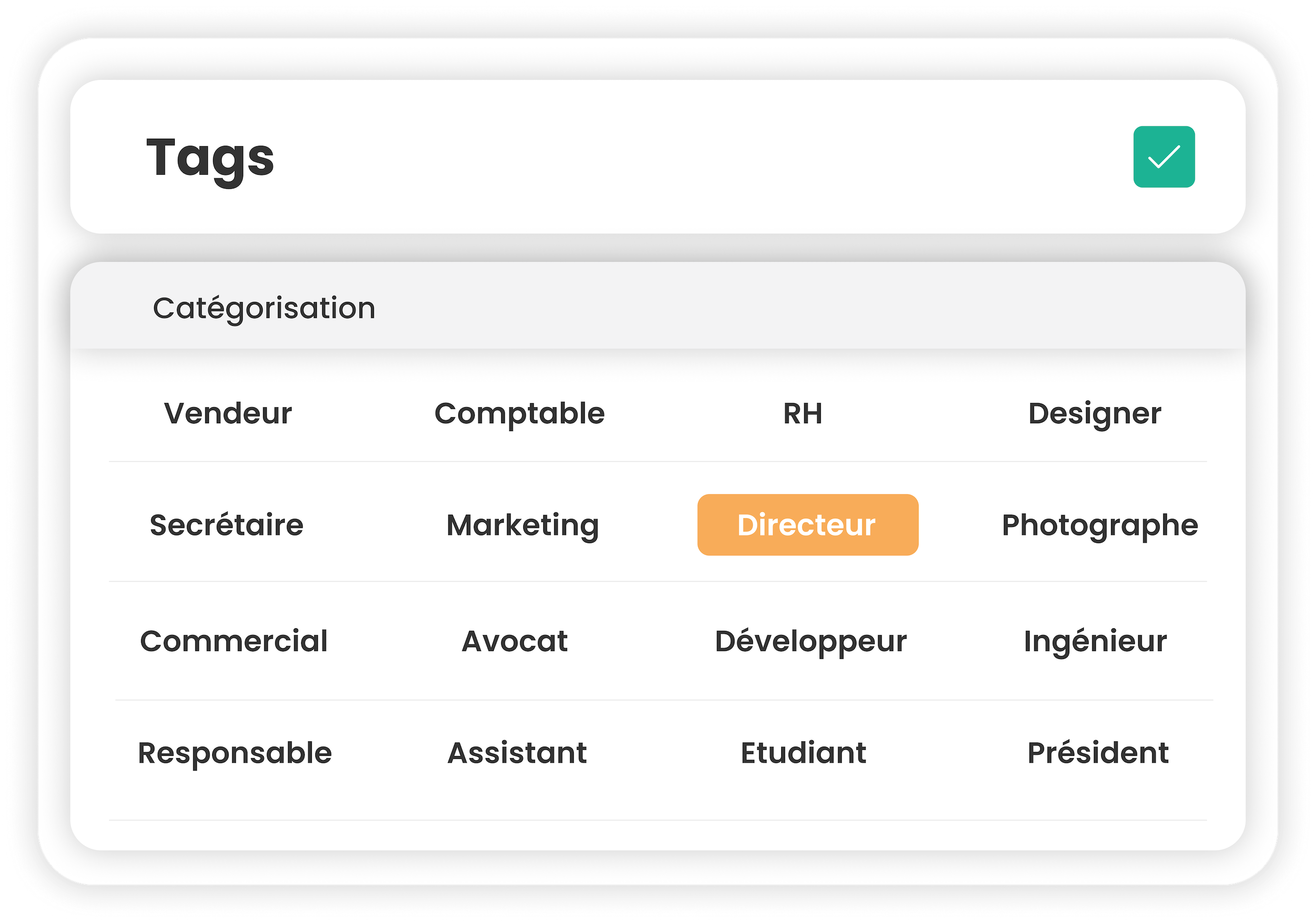 systeme de tags sur CRM